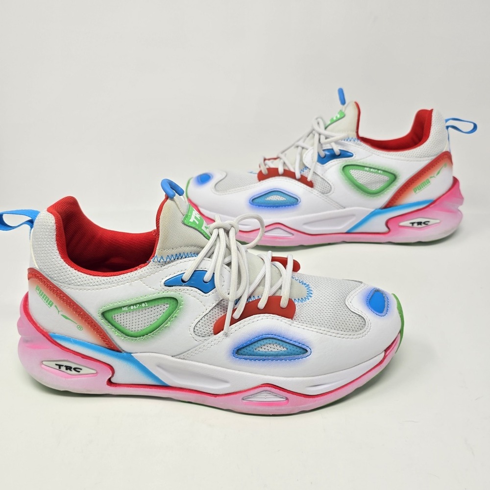 Puma TRC Blaze White Multi Color Sneakers Mens 9 Low Top 386783-01